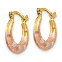 Thumbnail for 14K & White and Rose Rhodium Flower Hoop Earrings