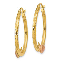 Thumbnail for 14K & Rose Heart D/C Hoop Earrings