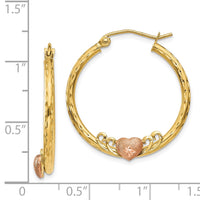 Thumbnail for 14K & Rose Heart D/C Hoop Earrings