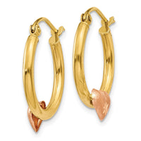 Thumbnail for 14K Yellow & Rose Gold Heart D/C Hoop Earrings
