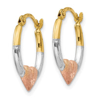 Thumbnail for 14K & White and Rose Rhodium Heart Hoop Earrings