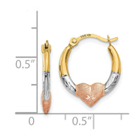 Thumbnail for 14K & White and Rose Rhodium Heart Hoop Earrings
