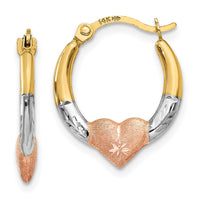 Thumbnail for 14K & White and Rose Rhodium Heart Hoop Earrings