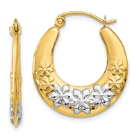 Thumbnail for 14K & Rhodium Hollow Flowers Hoop Earrings
