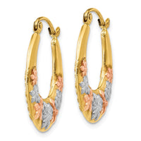 Thumbnail for 14K & White and Rose Rhodium Hollow Flowers Hoop Earrings