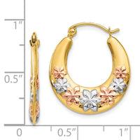 Thumbnail for 14K & White and Rose Rhodium Hollow Flowers Hoop Earrings