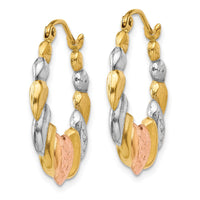 Thumbnail for 14K & White and Rose Rhodium Scalloped Heart Hoop Earrings