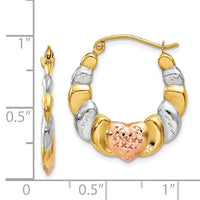 Thumbnail for 14K & White and Rose Rhodium Scalloped Heart Hoop Earrings