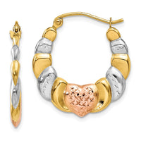 Thumbnail for 14K & White and Rose Rhodium Scalloped Heart Hoop Earrings