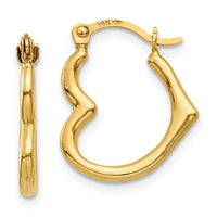 Thumbnail for 14K Heart Shaped Hollow Hoop Earrings