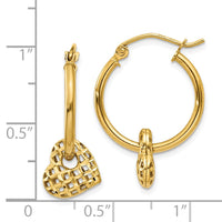 Thumbnail for 14K Moveable Heart Hoop Earrings