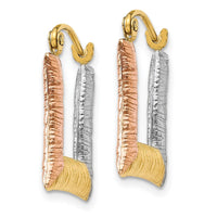 Thumbnail for 14K & White & Rose Rhodium Hollow Textured Square Hoop Earrings