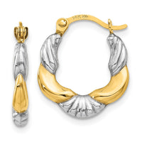 Thumbnail for 14K & Rhodium Hollow Scalloped Hoop Earrings