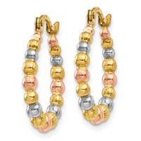 Thumbnail for 14K & White and Rose Rhodium Beaded Hoop Earrings