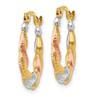 Thumbnail for 14K & White and Rose Rhodium Hollow Scalloped Hoop Earrings