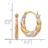 Thumbnail for 14K & White and Rose Rhodium Hollow Scalloped Hoop Earrings