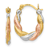 Thumbnail for 14K & White and Rose Rhodium Hollow Scalloped Hoop Earrings