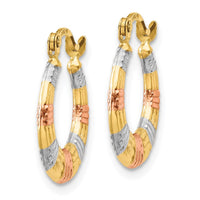 Thumbnail for 14K & White and Rose Rhodium Hollow Textured Hoop Earrings
