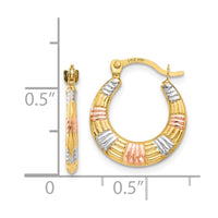 Thumbnail for 14K & White and Rose Rhodium Hollow Textured Hoop Earrings
