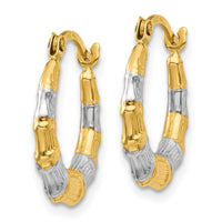Thumbnail for 14K & Rhodium Hollow Bamboo Hoop Earrings