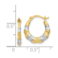Thumbnail for 14K & Rhodium Hollow Bamboo Hoop Earrings