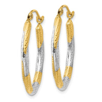 Thumbnail for 14K & Rhodium Textured Hollow Oval Hoop Earrings