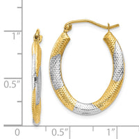 Thumbnail for 14K & Rhodium Textured Hollow Oval Hoop Earrings
