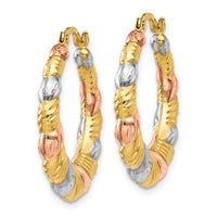 Thumbnail for 14K & White and Rose Rhodium Hollow Scalloped Hoop Earrings
