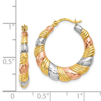 Thumbnail for 14K & White and Rose Rhodium Hollow Scalloped Hoop Earrings