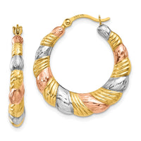 Thumbnail for 14K & White and Rose Rhodium Hollow Scalloped Hoop Earrings