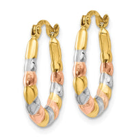 Thumbnail for 14K & White and Rose Rhodium Hollow Scalloped Hoop Earrings