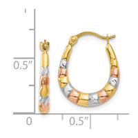 Thumbnail for 14K & White and Rose Rhodium Hollow Scalloped Hoop Earrings