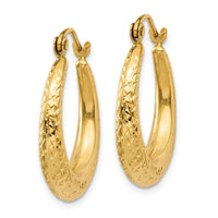 Thumbnail for 14K Diamond Cut Hollow Hoop Earrings