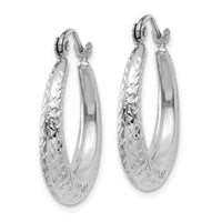 Thumbnail for 14K White Gold Diamond Cut Hollow Hoop Earrings