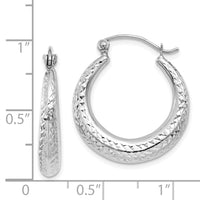 Thumbnail for 14K White Gold Diamond Cut Hollow Hoop Earrings