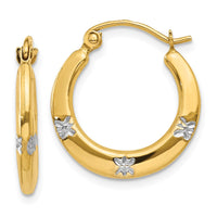 Thumbnail for 14K & Rhodium Flowers Hollow Hoop Earrings