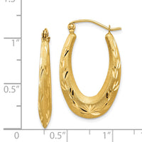 Thumbnail for 14K Satin Diamond Cut Hollow Hoop Earrings