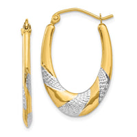Thumbnail for 14K & Rhodium Hollow Oval Hoop Earrings