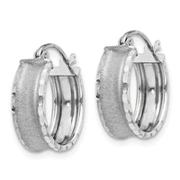 Thumbnail for 14K White Gold Diamond Cut Satin Hoop Earrings