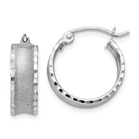 Thumbnail for 14K White Gold Diamond Cut Satin Hoop Earrings