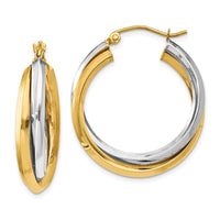 Thumbnail for 14k Two-tone Polished Double Hoop Earrings