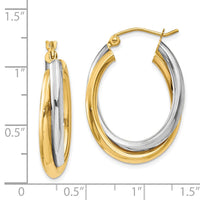Thumbnail for 14k Two-tone Polished Double Oval Hoop Earrings