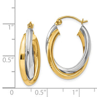 Thumbnail for 14k Two-tone Polished Double Oval Hoop Earrings
