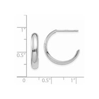 Thumbnail for 14k White Gold Polished 3.5mm J-Hoop Earrings