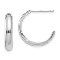 Thumbnail for 14k White Gold Polished 3.5mm J-Hoop Earrings