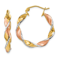 Thumbnail for 14k & Rhodium Twisted Hoop Earrings