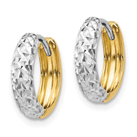 Thumbnail for 14k Two-tone Diamond-cut Hoop Earrings