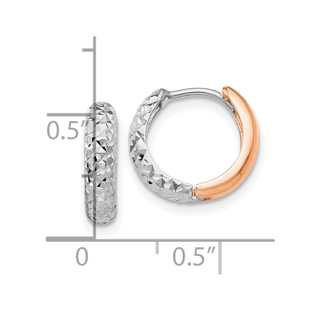 14k Two-tone Diamond-cut Hoop Earrings