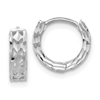 Thumbnail for 14k White Gold Cut-out Design Hinged Hoop Earrings