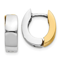 Thumbnail for 14k Two-tone Polished Hinged Hoop Earrings